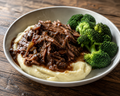 Braised Beef & Red Wine Ragu with Garlic Mash & Broccoli